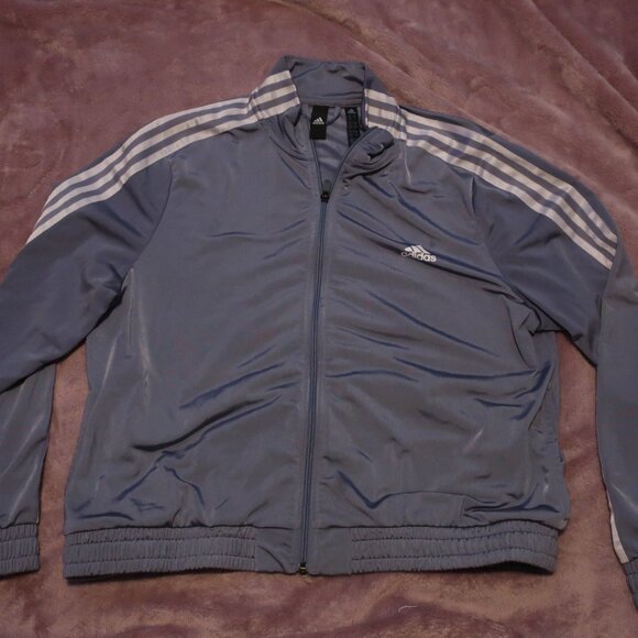 ADIDAS Slate Blue Collared Zip Up Track Jacket - Picture 1 of 3